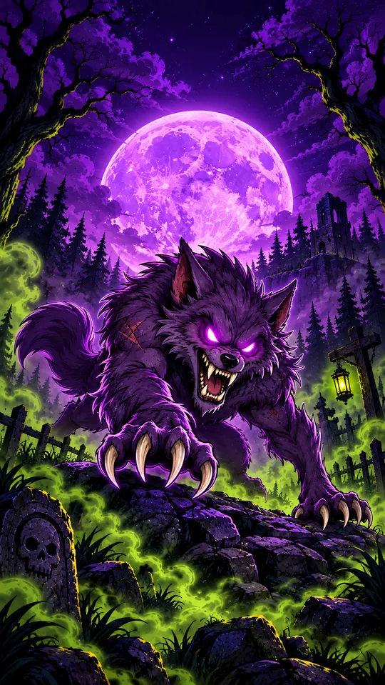 Wallpaper vertical de Lobisomem da Lua Roxa