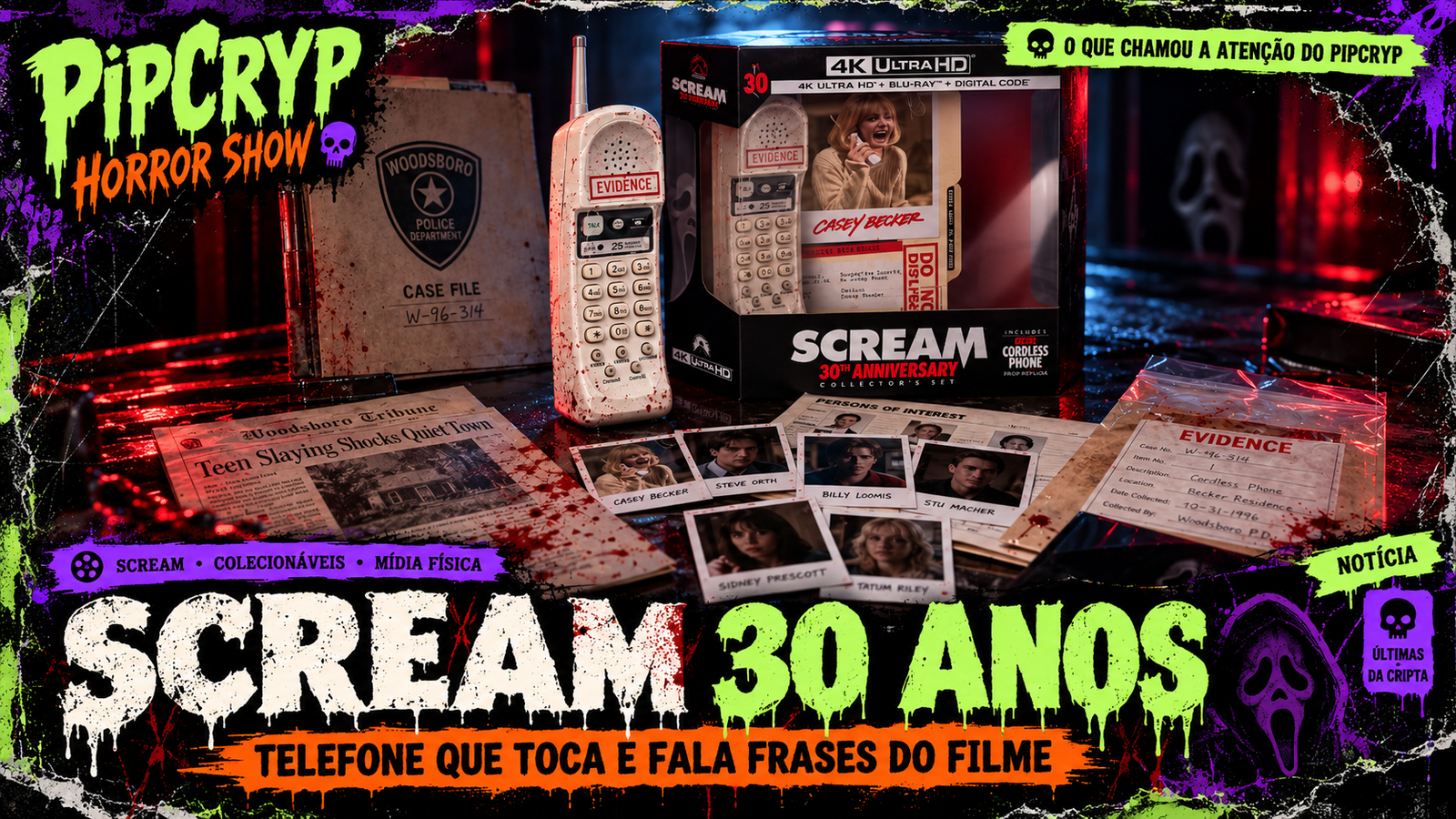 'Scream' comemora 30 anos com telefone ensanguentado que toca e fala frases do filme